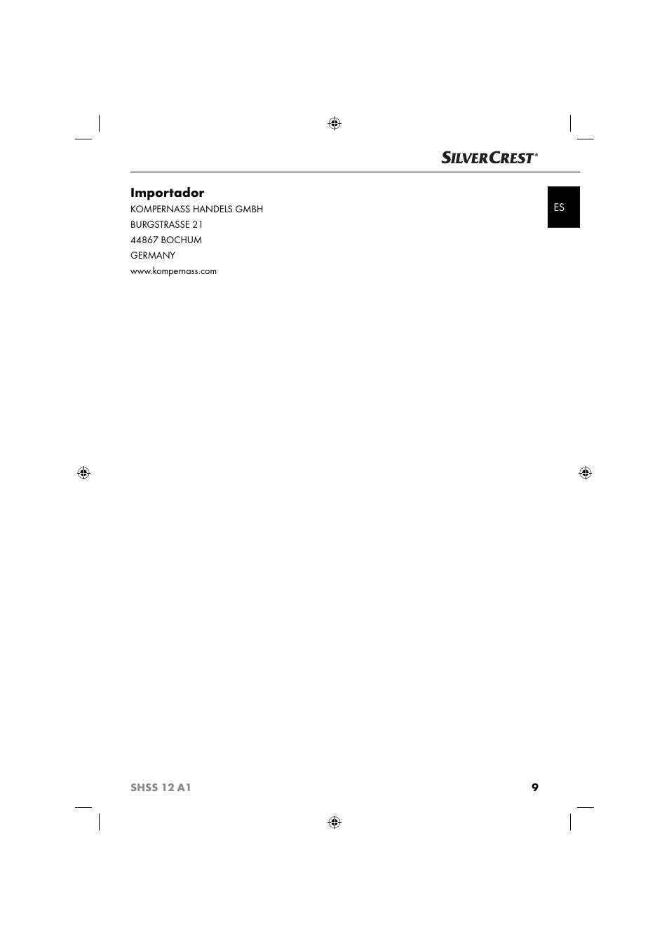 Importador | Silvercrest SHSS 12 A1 User Manual | Page 12 / 53