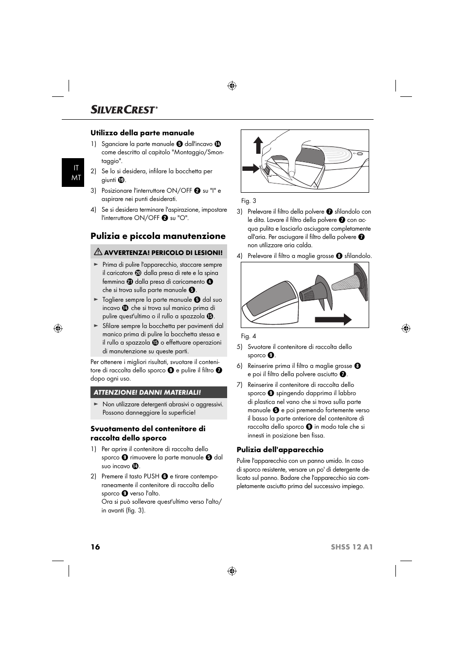 Pulizia e piccola manutenzione | Silvercrest SHSS 12 A1 User Manual | Page 19 / 53