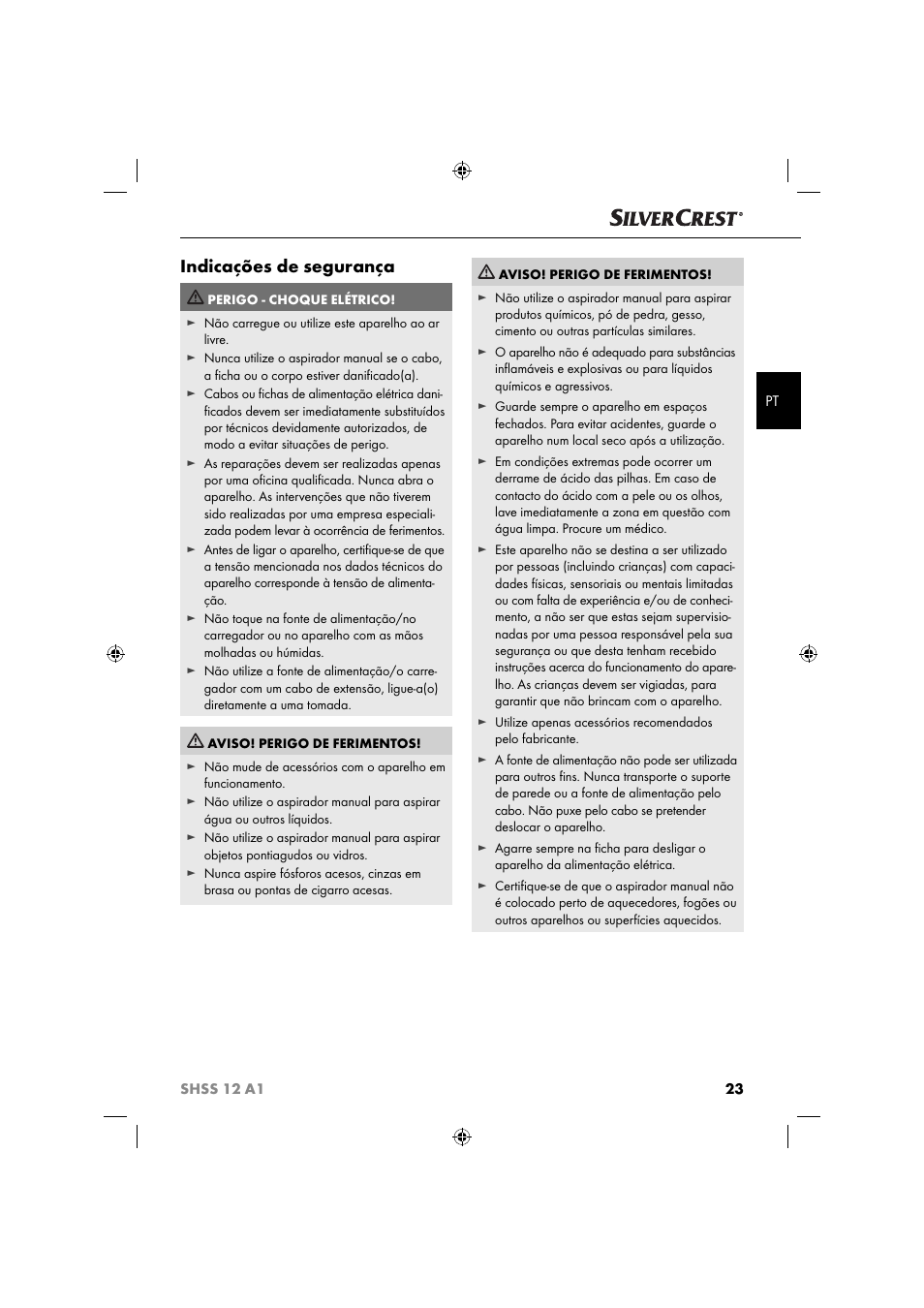 Indicações de segurança | Silvercrest SHSS 12 A1 User Manual | Page 26 / 53