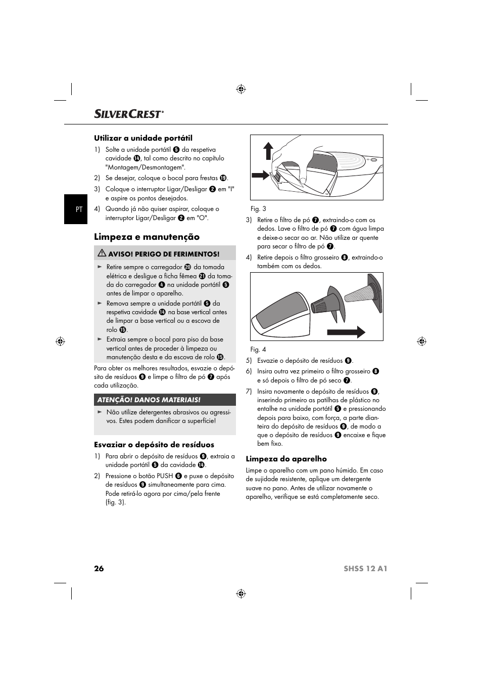 Limpeza e manutenção | Silvercrest SHSS 12 A1 User Manual | Page 29 / 53