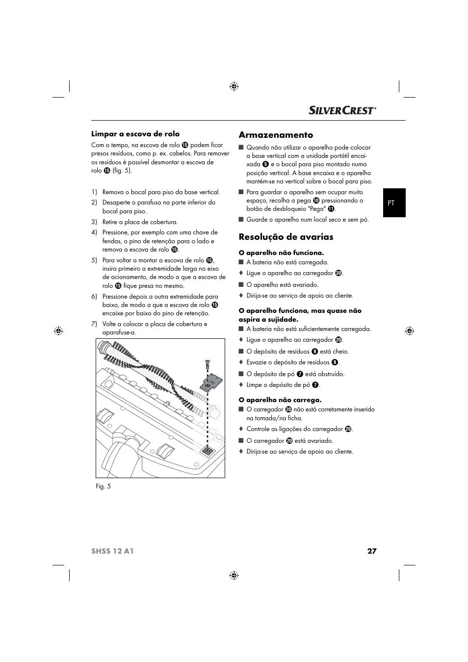 Armazenamento, Resolução de avarias | Silvercrest SHSS 12 A1 User Manual | Page 30 / 53