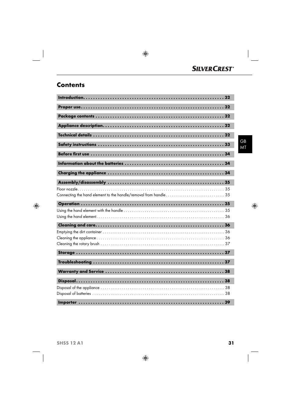 Silvercrest SHSS 12 A1 User Manual | Page 34 / 53