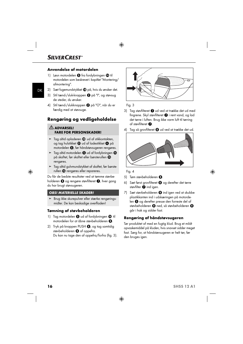 Rengøring og vedligeholdelse | Silvercrest SHSS 12 A1 User Manual | Page 19 / 53