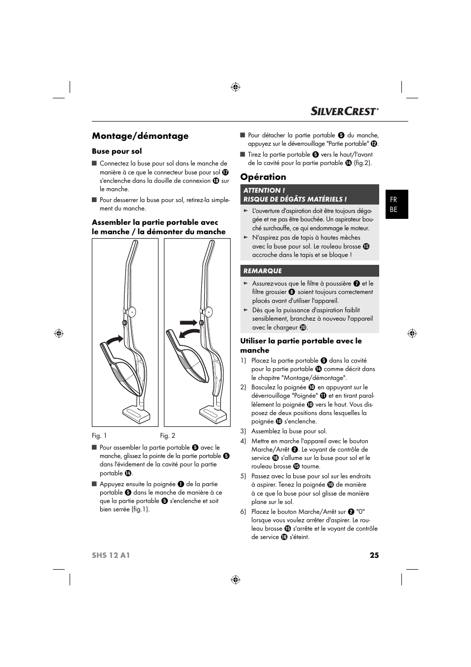 Montage/démontage, Opération | Silvercrest SHSS 12 A1 User Manual | Page 28 / 53