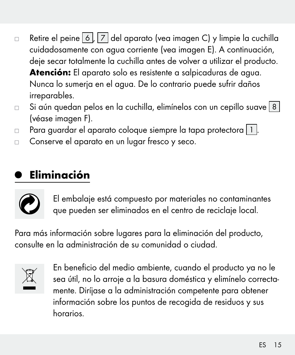 Eliminación | Silvercrest Z31635 User Manual | Page 15 / 56