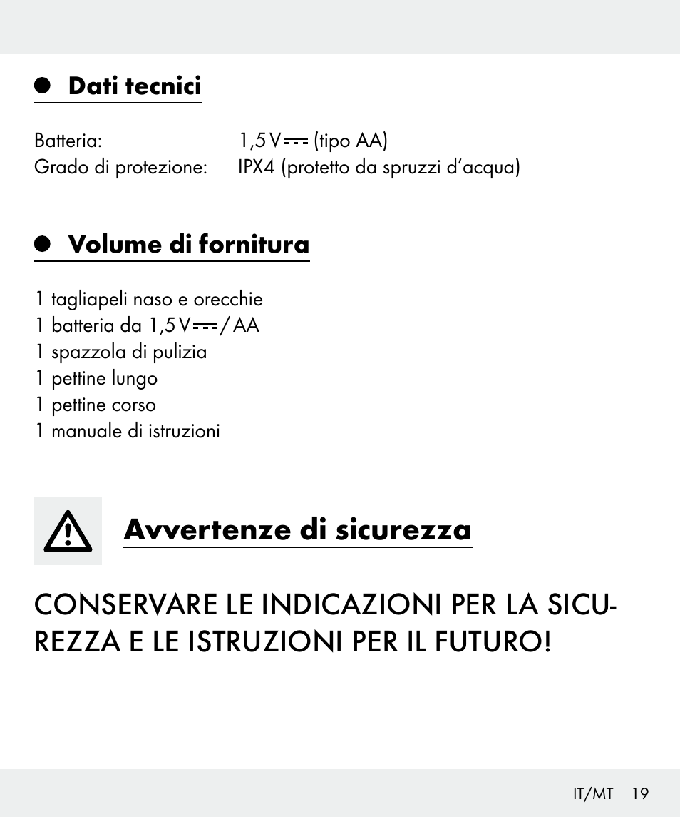 Dati tecnici, Volume di fornitura | Silvercrest Z31635 User Manual | Page 19 / 56