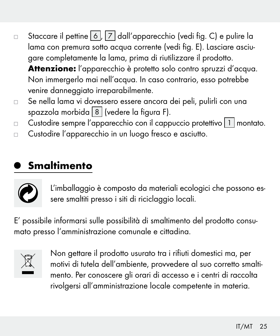 Smaltimento | Silvercrest Z31635 User Manual | Page 25 / 56