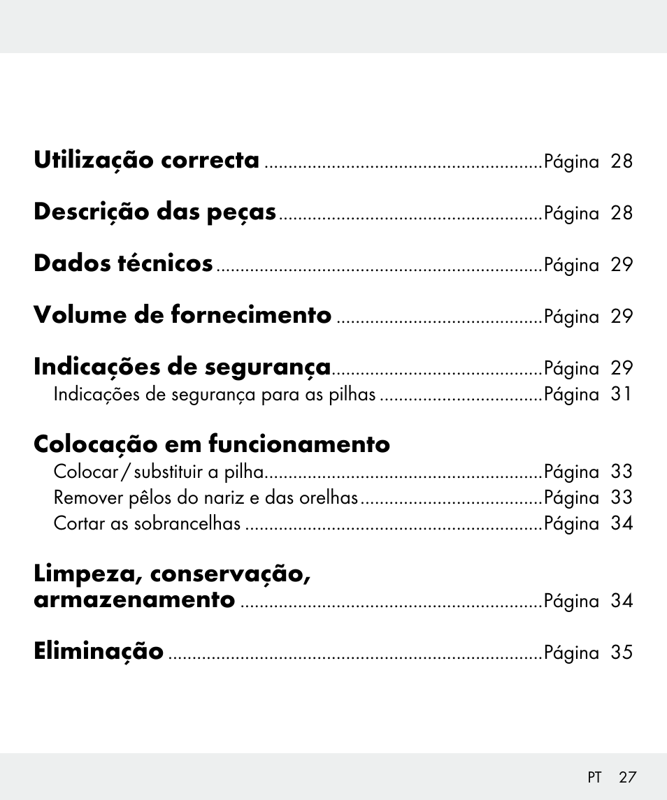 Utilização correcta, Descrição das peças, Dados técnicos | Volume de fornecimento, Indicações de segurança, Colocação em funcionamento, Limpeza, conservação, armazenamento, Eliminação | Silvercrest Z31635 User Manual | Page 27 / 56