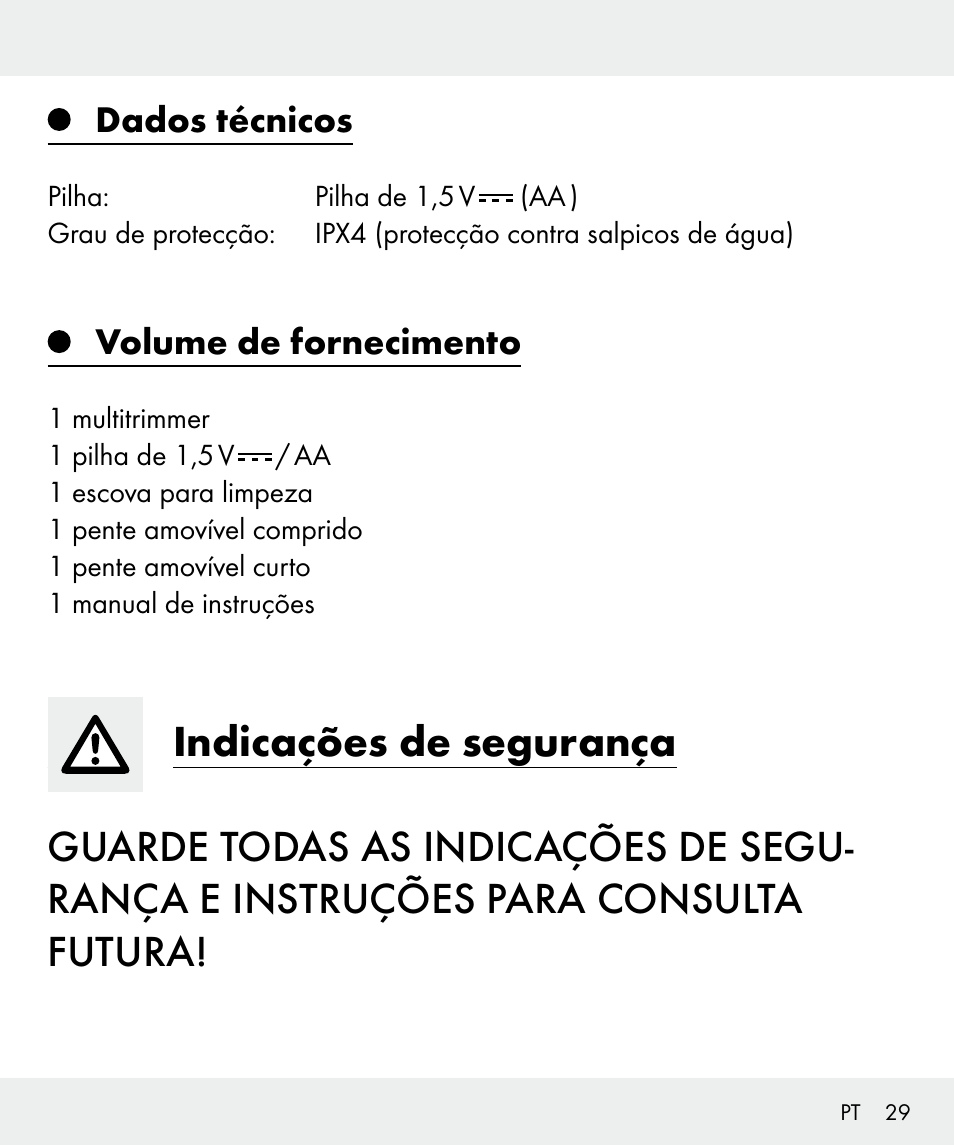 Dados técnicos, Volume de fornecimento | Silvercrest Z31635 User Manual | Page 29 / 56