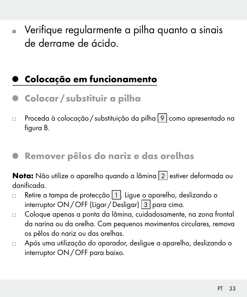 Remover pêlos do nariz e das orelhas | Silvercrest Z31635 User Manual | Page 33 / 56