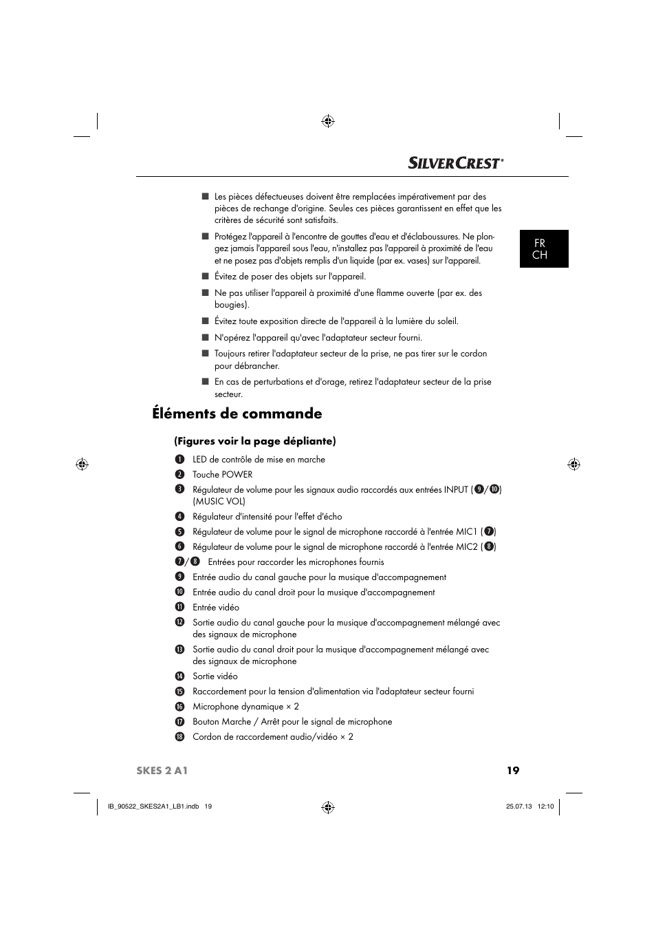 Éléments de commande, Fr ch | Silvercrest SKES 2 A1 User Manual | Page 22 / 74