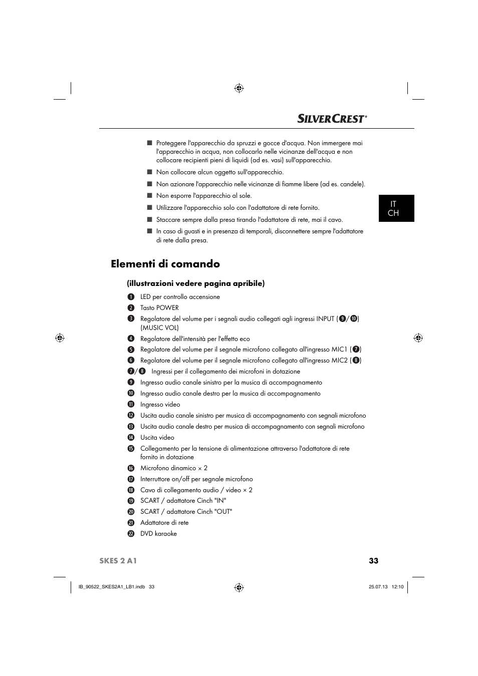 Elementi di comando, It ch | Silvercrest SKES 2 A1 User Manual | Page 36 / 74