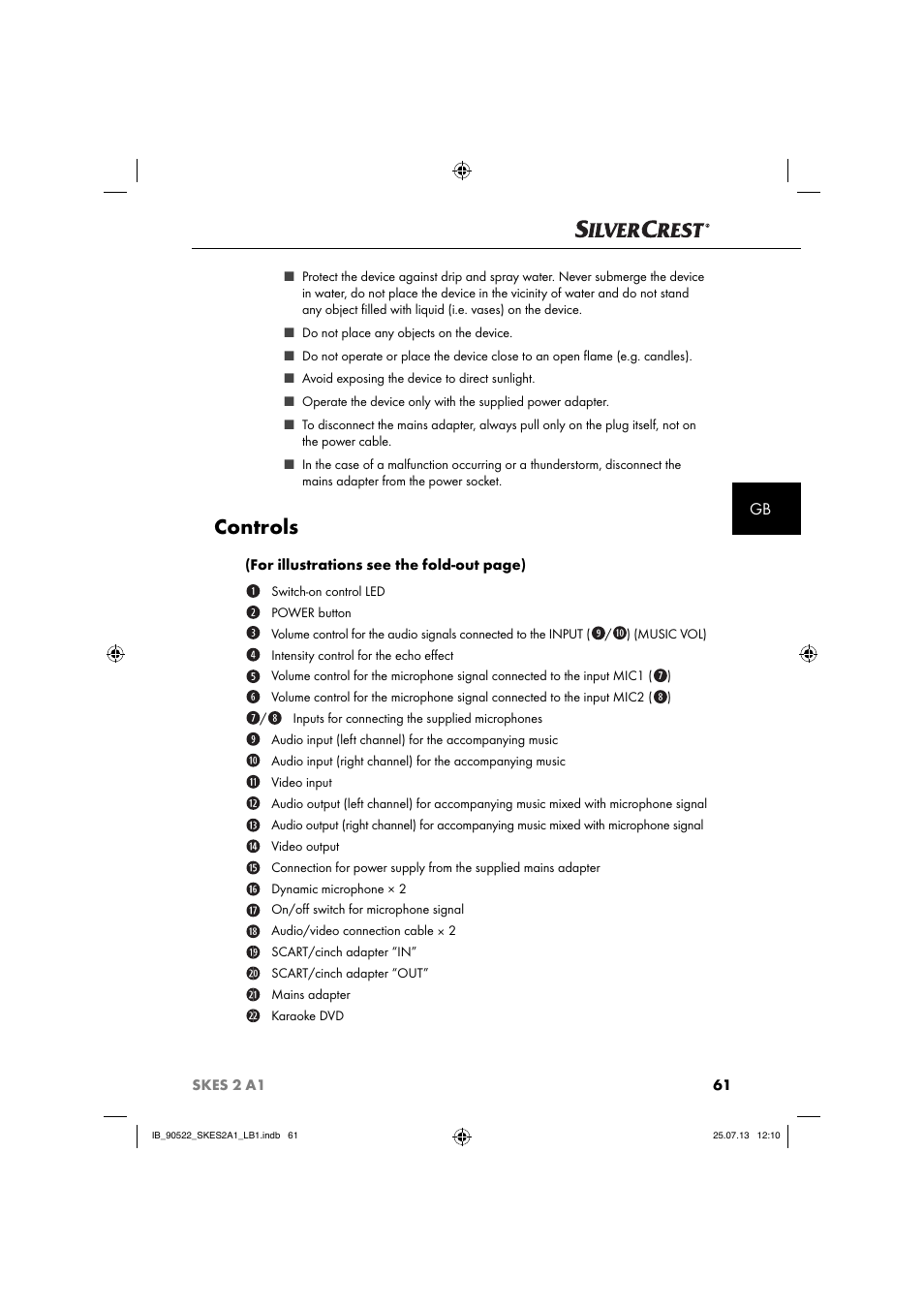Controls | Silvercrest SKES 2 A1 User Manual | Page 64 / 74