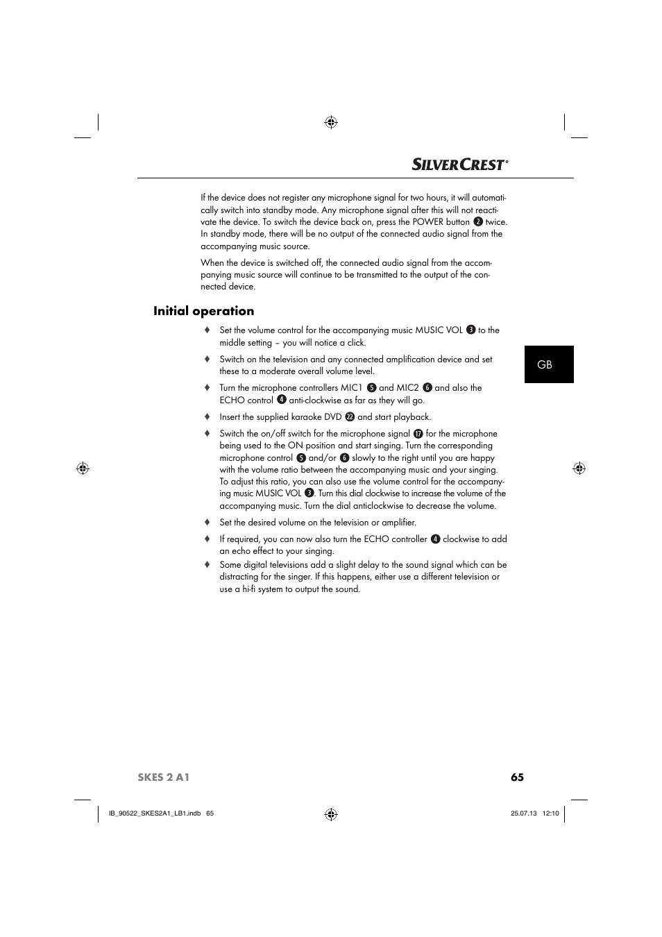 Initial operation | Silvercrest SKES 2 A1 User Manual | Page 68 / 74