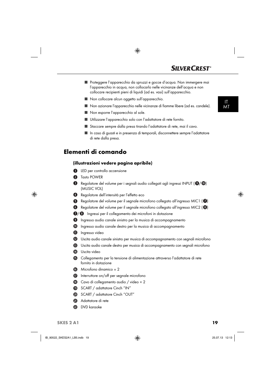 Elementi di comando, It mt | Silvercrest SKES 2 A1 User Manual | Page 22 / 74