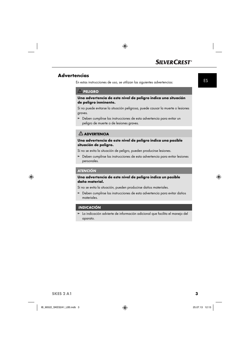 Advertencias | Silvercrest SKES 2 A1 User Manual | Page 6 / 74