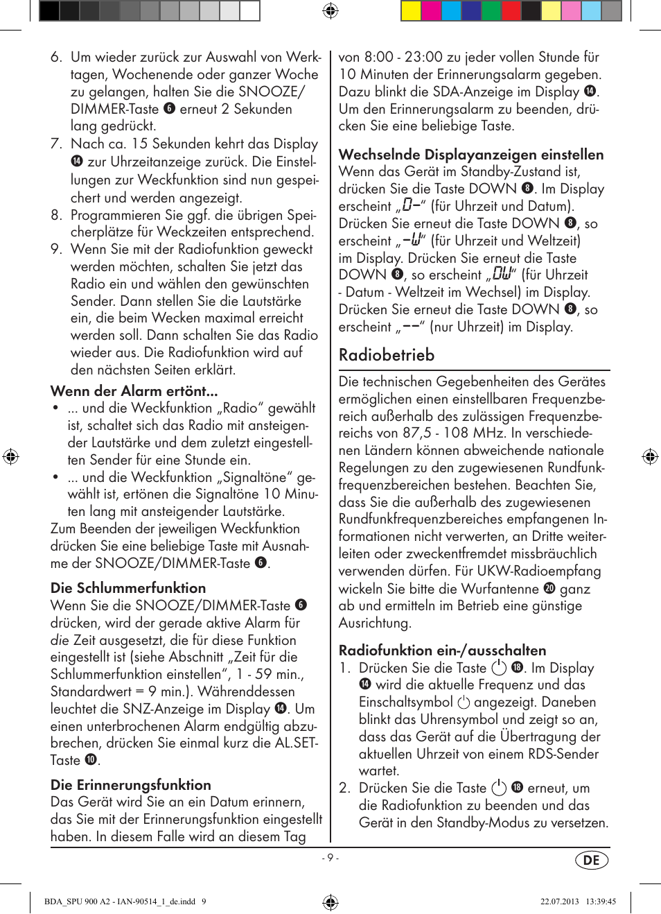 Radiobetrieb | Silvercrest SPU 900 A2 User Manual | Page 12 / 72