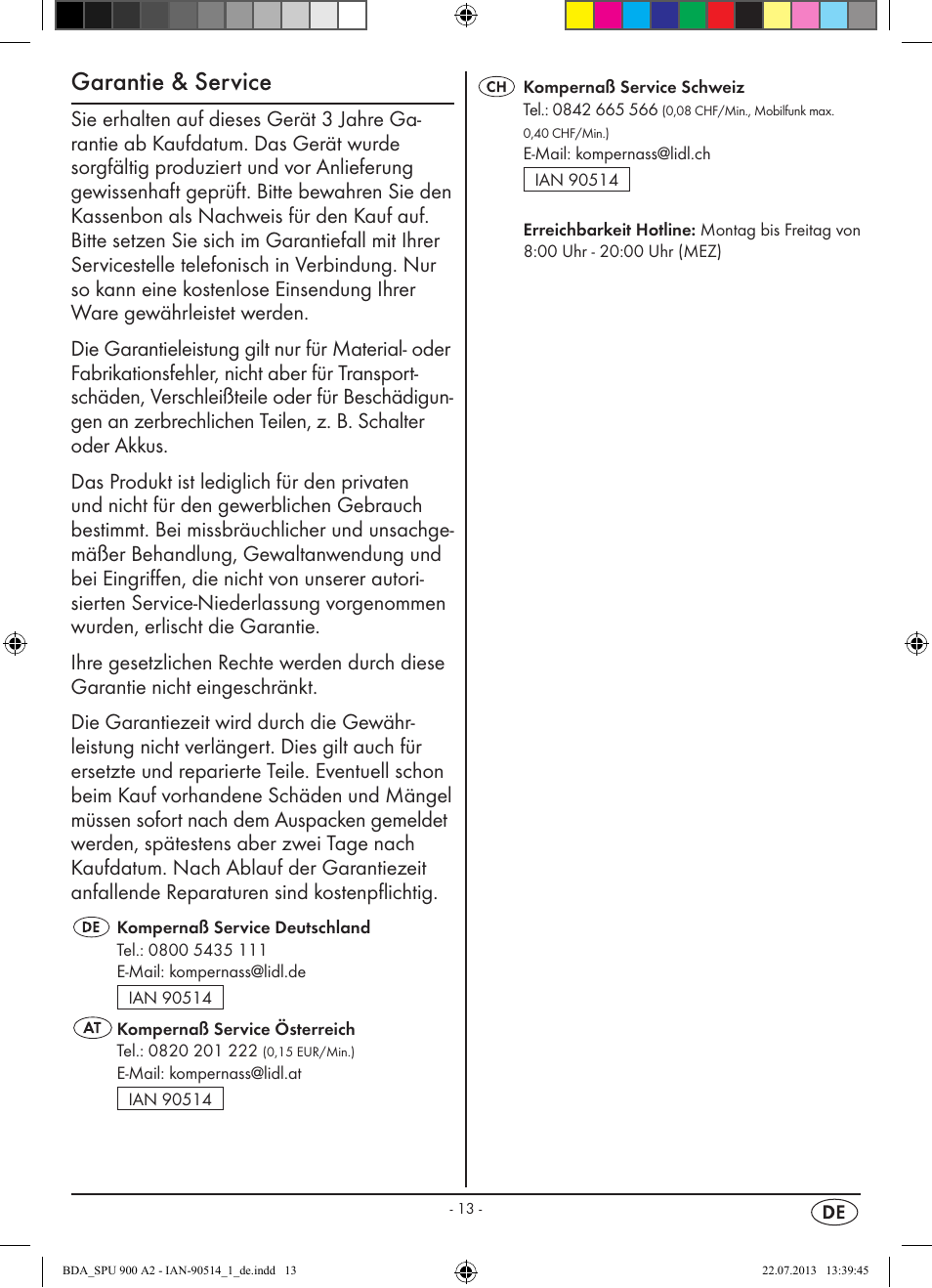 Garantie & service | Silvercrest SPU 900 A2 User Manual | Page 16 / 72