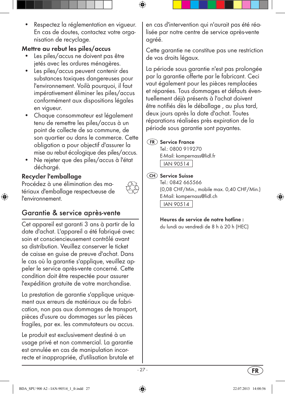 Garantie & service après-vente | Silvercrest SPU 900 A2 User Manual | Page 30 / 72