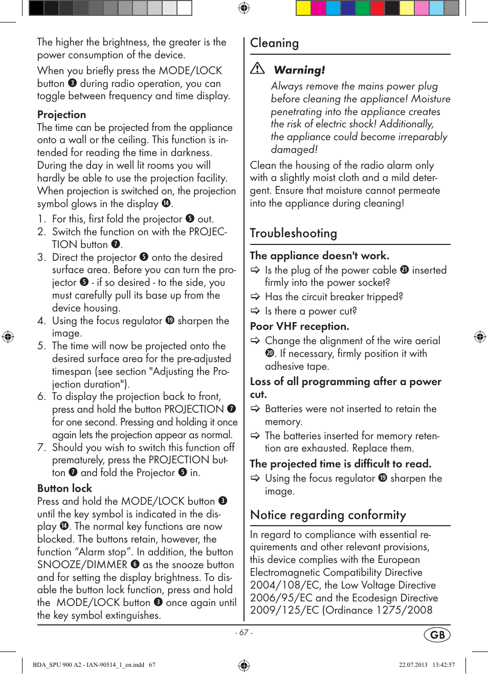 Cleaning, Troubleshooting, Notice regarding conformity | Silvercrest SPU 900 A2 User Manual | Page 70 / 72
