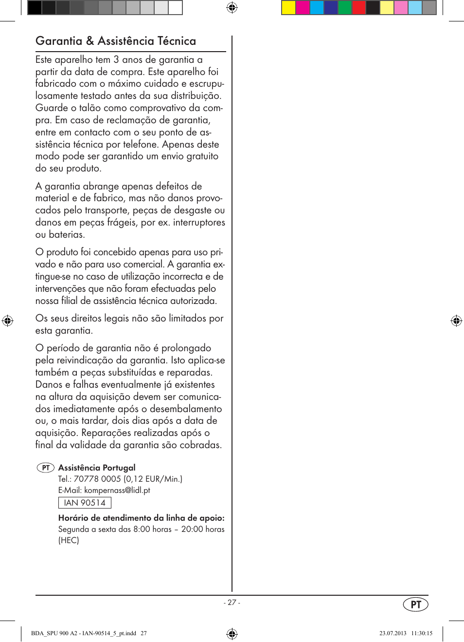 Garantia & assistência técnica | Silvercrest SPU 900 A2 User Manual | Page 30 / 57