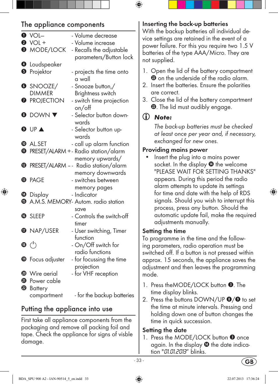 The appliance components, Putting the appliance into use | Silvercrest SPU 900 A2 User Manual | Page 36 / 57