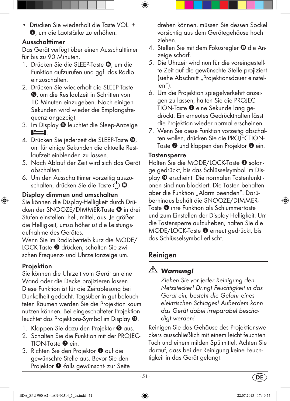 Reinigen | Silvercrest SPU 900 A2 User Manual | Page 54 / 57