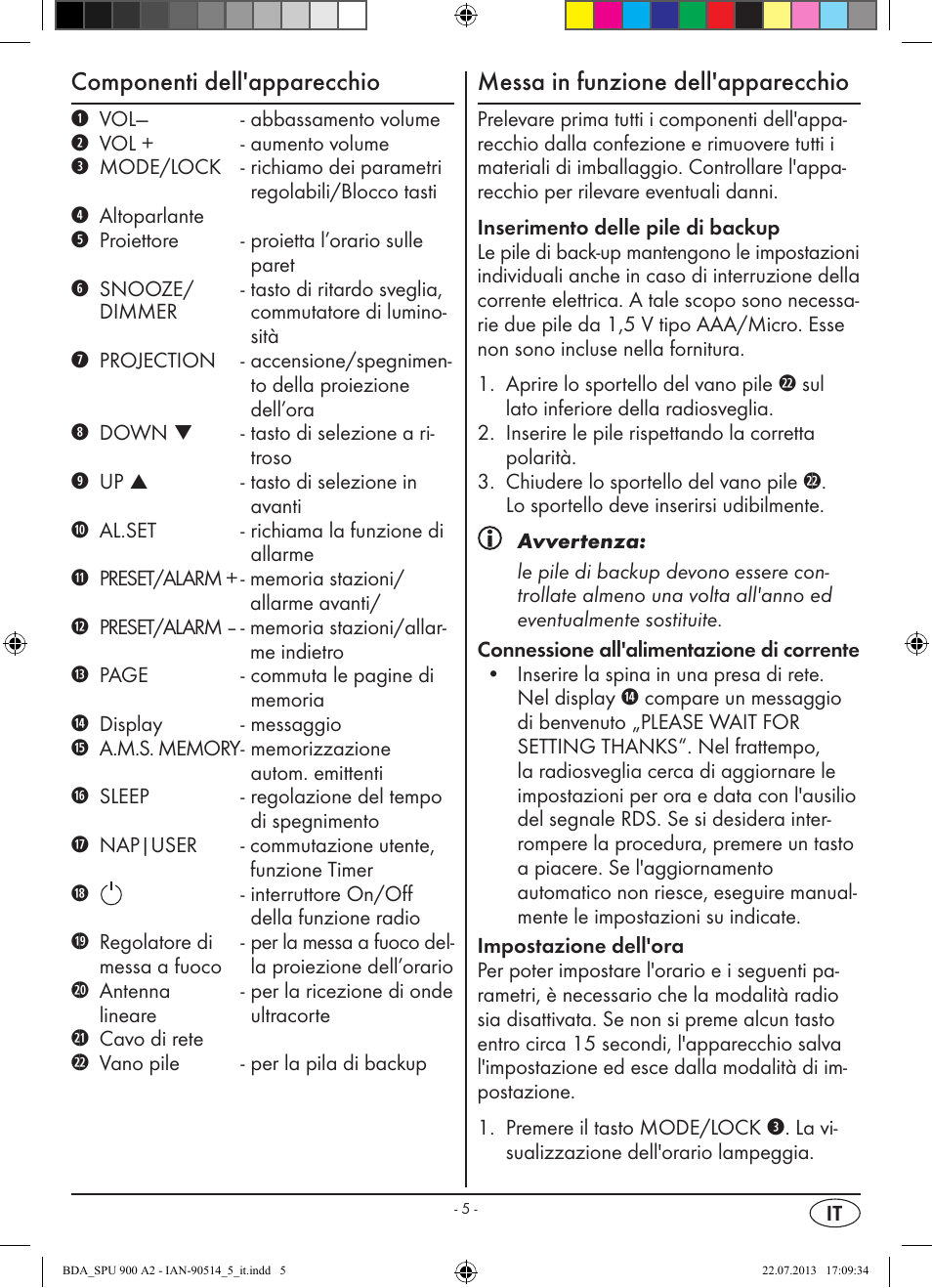 Componenti dell'apparecchio, Messa in funzione dell'apparecchio | Silvercrest SPU 900 A2 User Manual | Page 8 / 57