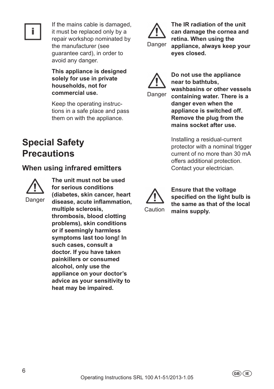 Intended use, Introduction, Initial use | Special safety precautions, When using infrared emitters | Silvercrest SRL 100 A1 User Manual | Page 6 / 24