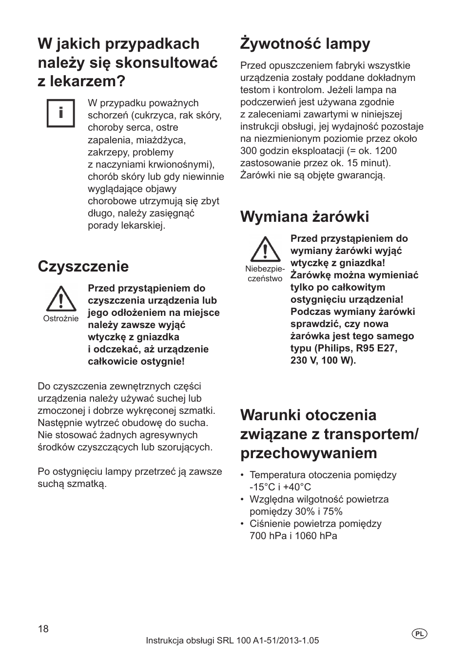 Czyszczenie, Żywotność lampy, Wymiana żarówki | Usuwanie możliwych usterek, Utylizacja | Silvercrest SRL 100 A1 User Manual | Page 18 / 72