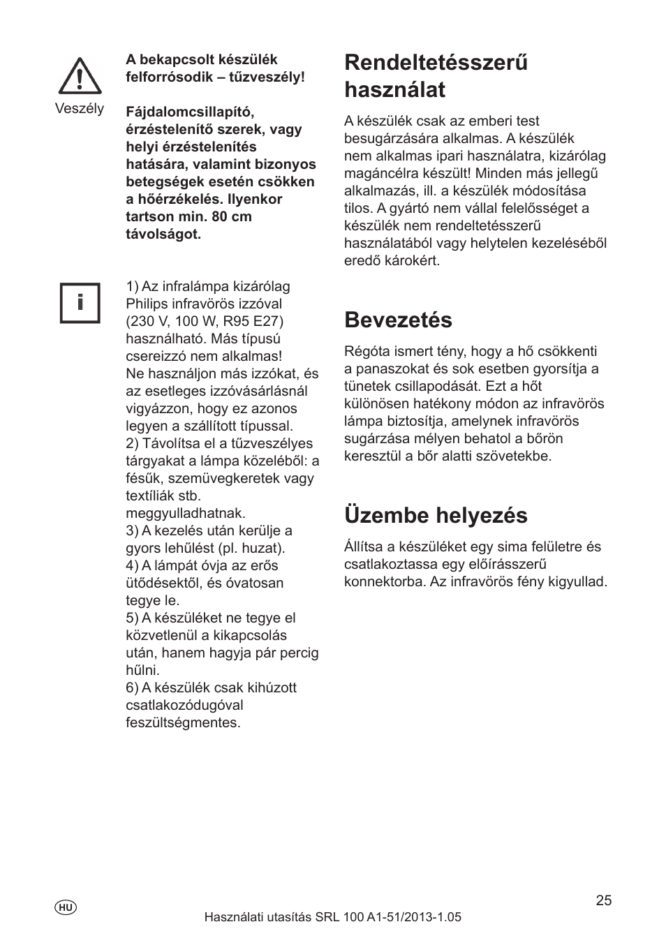 Rendeltetésszerű használat, Bevezetés, Üzembe helyezés | Silvercrest SRL 100 A1 User Manual | Page 25 / 72