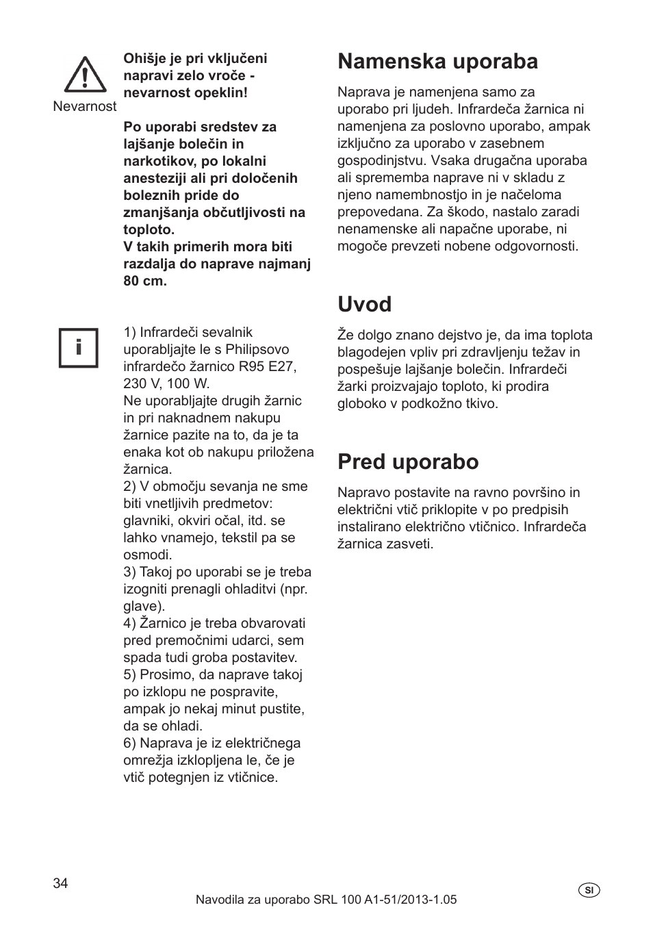 Namenska uporaba, Uvod, Pred uporabo | Silvercrest SRL 100 A1 User Manual | Page 34 / 72