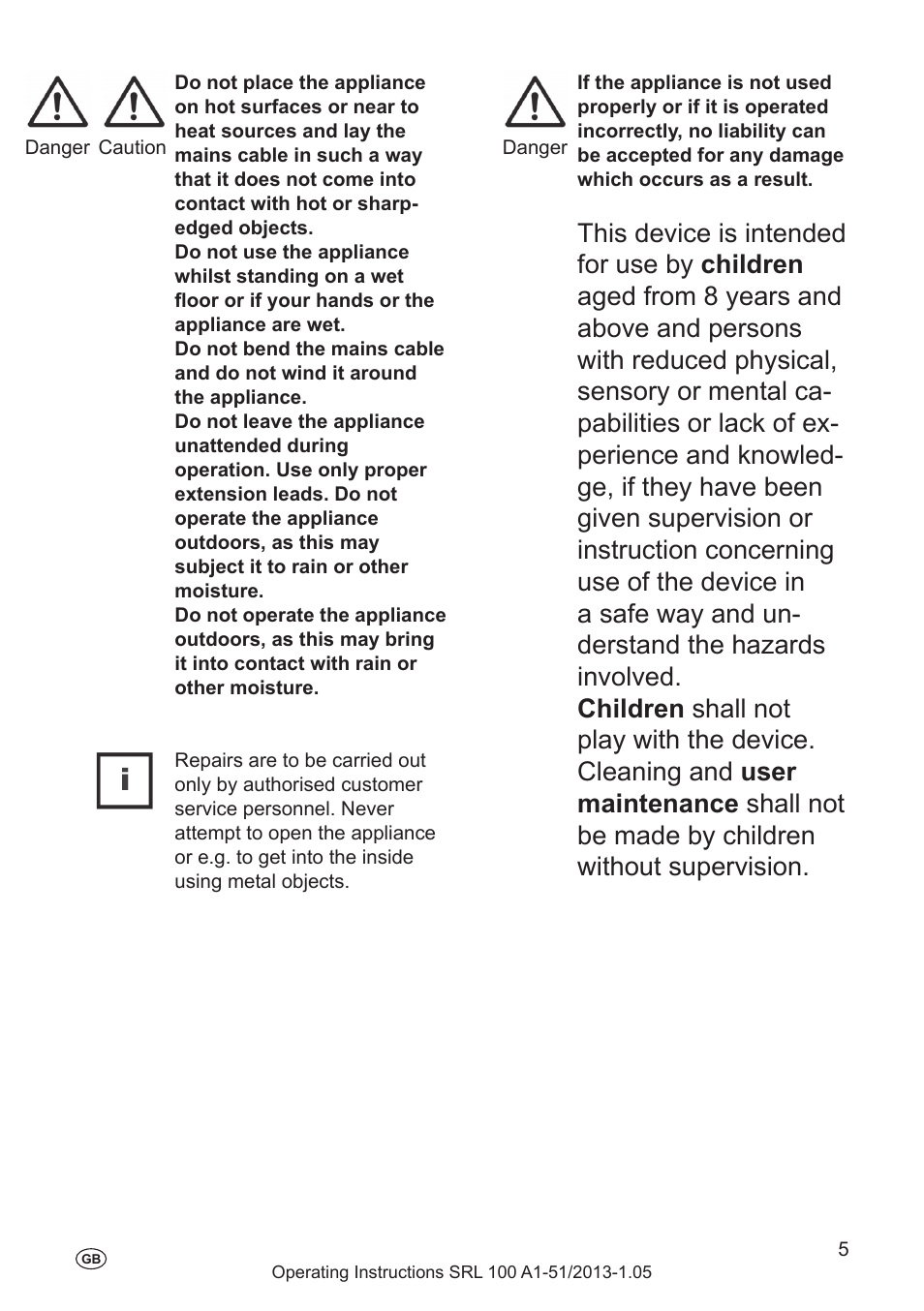 General safety precautions, Explanation of symbols | Silvercrest SRL 100 A1 User Manual | Page 5 / 72