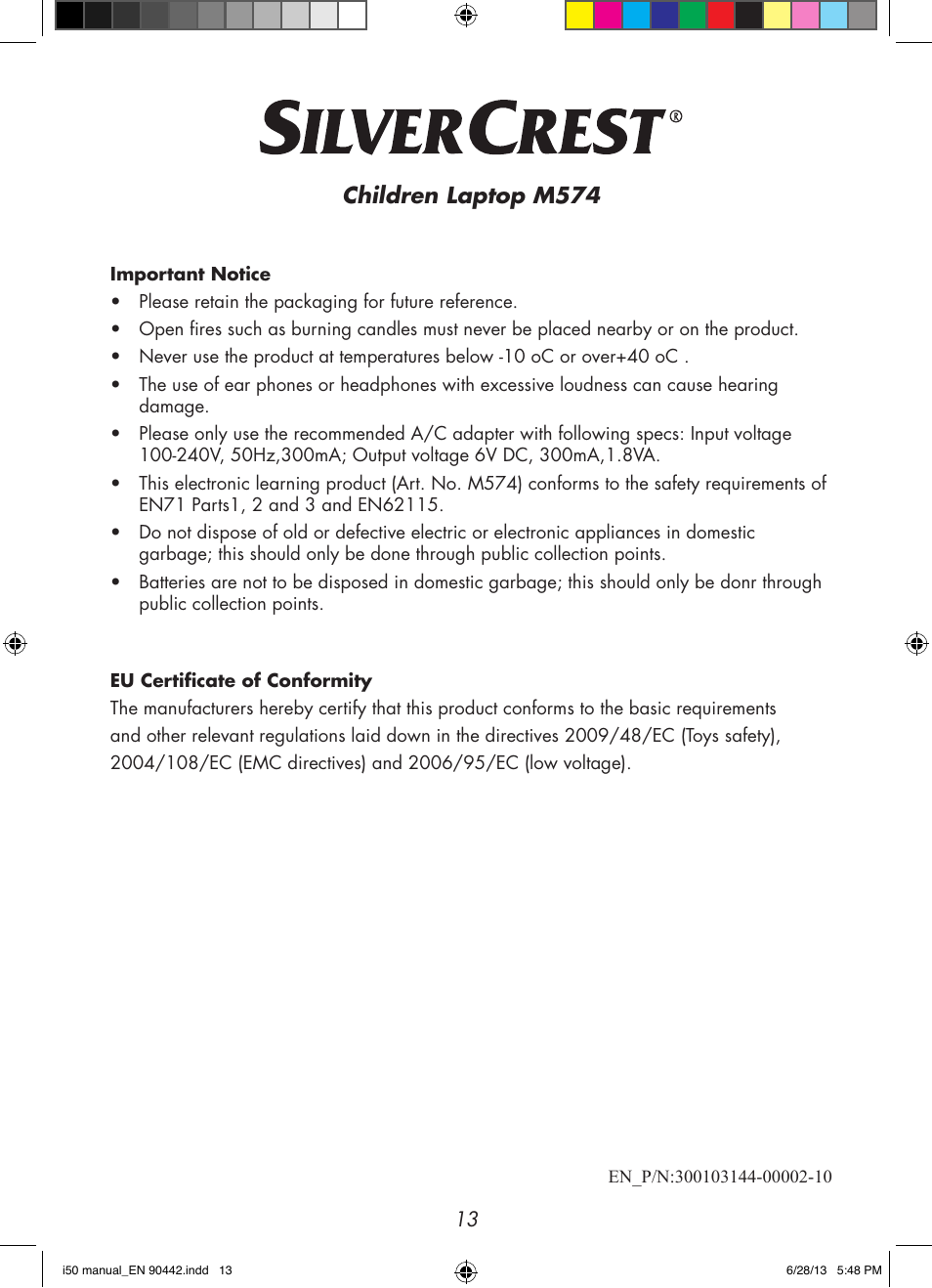 Children laptop m574 | Silvercrest M574 User Manual | Page 15 / 15