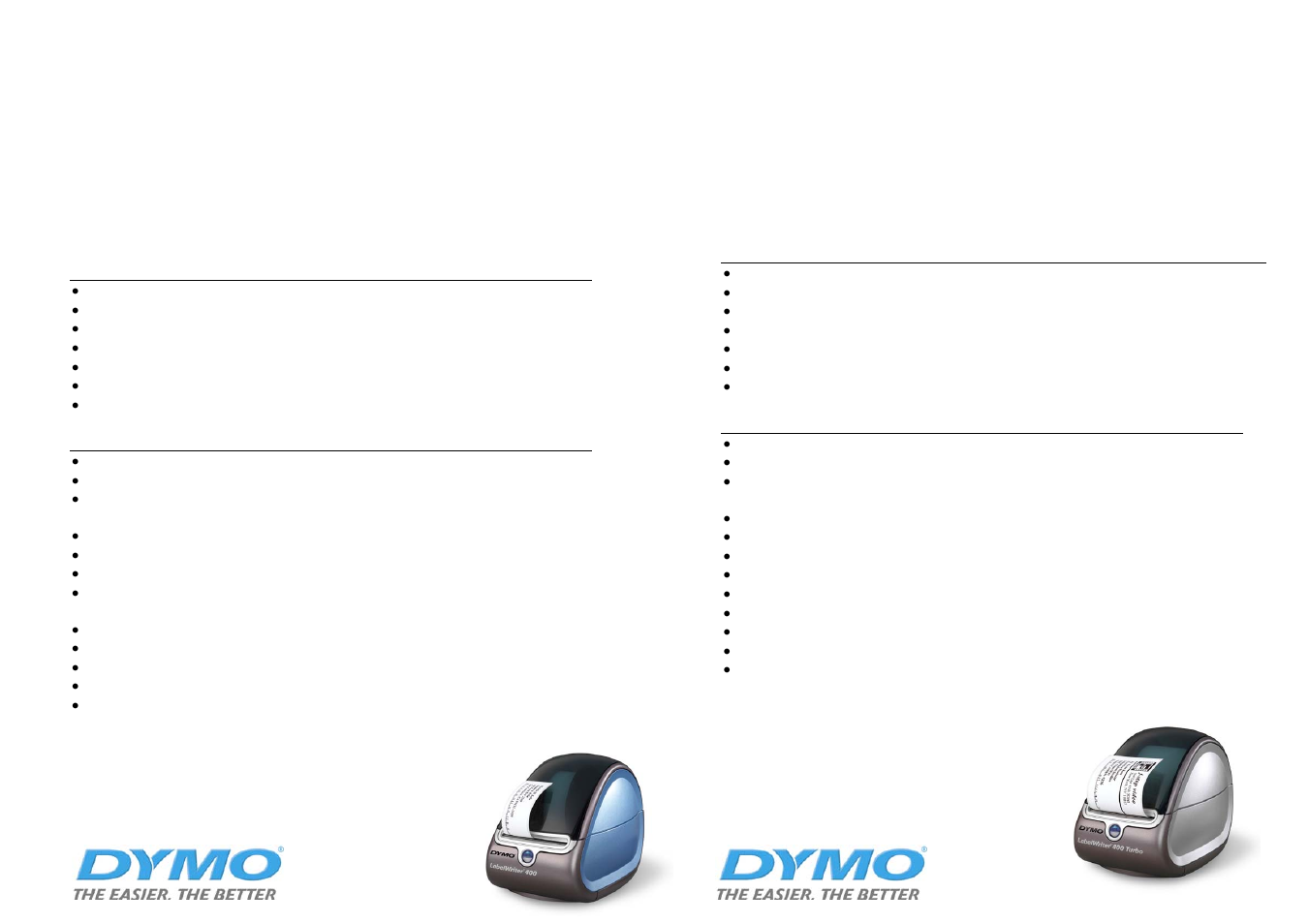 Labelwriter 400, Labelwriter 400 turbo | Dymo SD17293 User Manual | Page 3 / 8