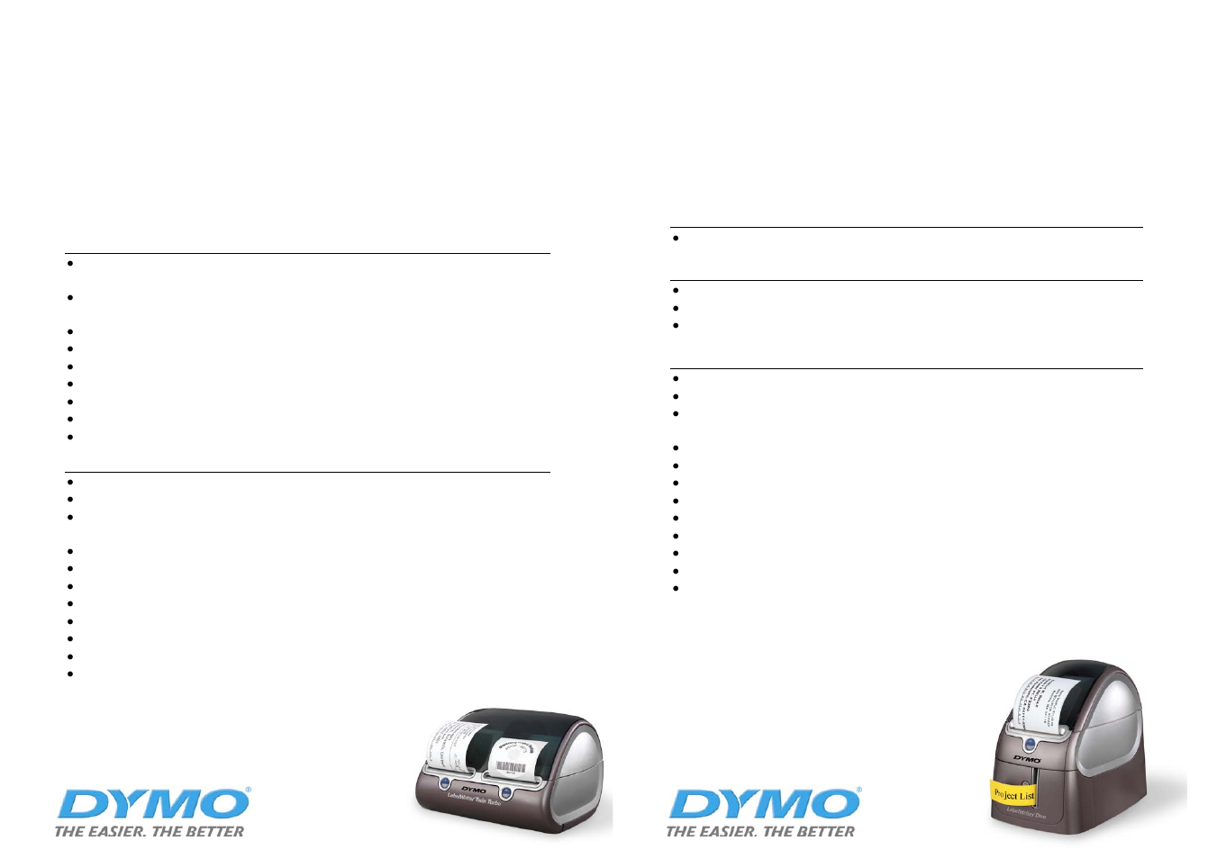 Labelwriter 400 twin turbo, Labelwriter 400 duo | Dymo SD17293 User Manual | Page 4 / 8