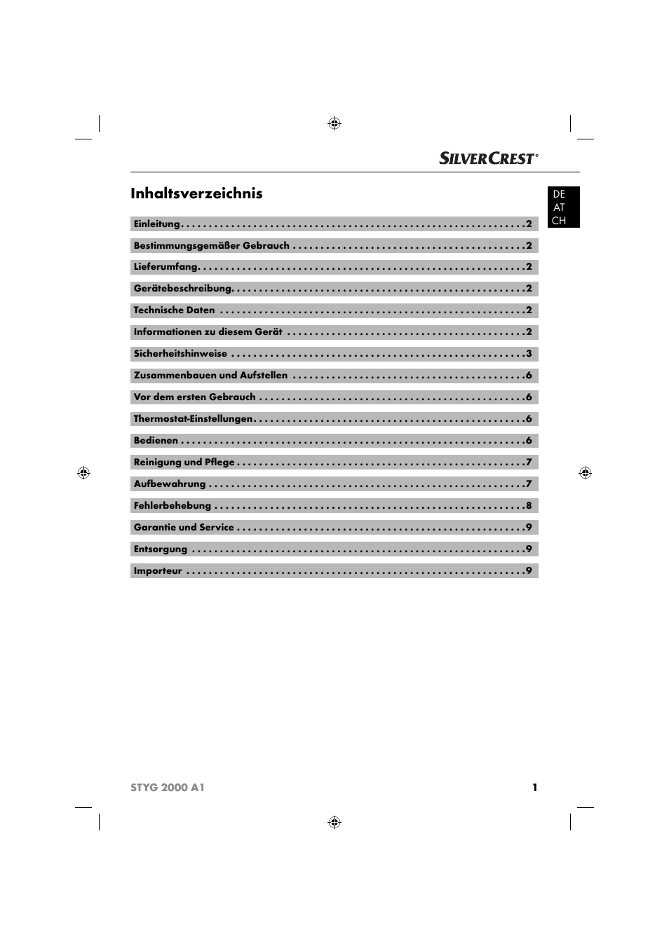 Silvercrest STYG 2000 A1 User Manual | Page 4 / 43