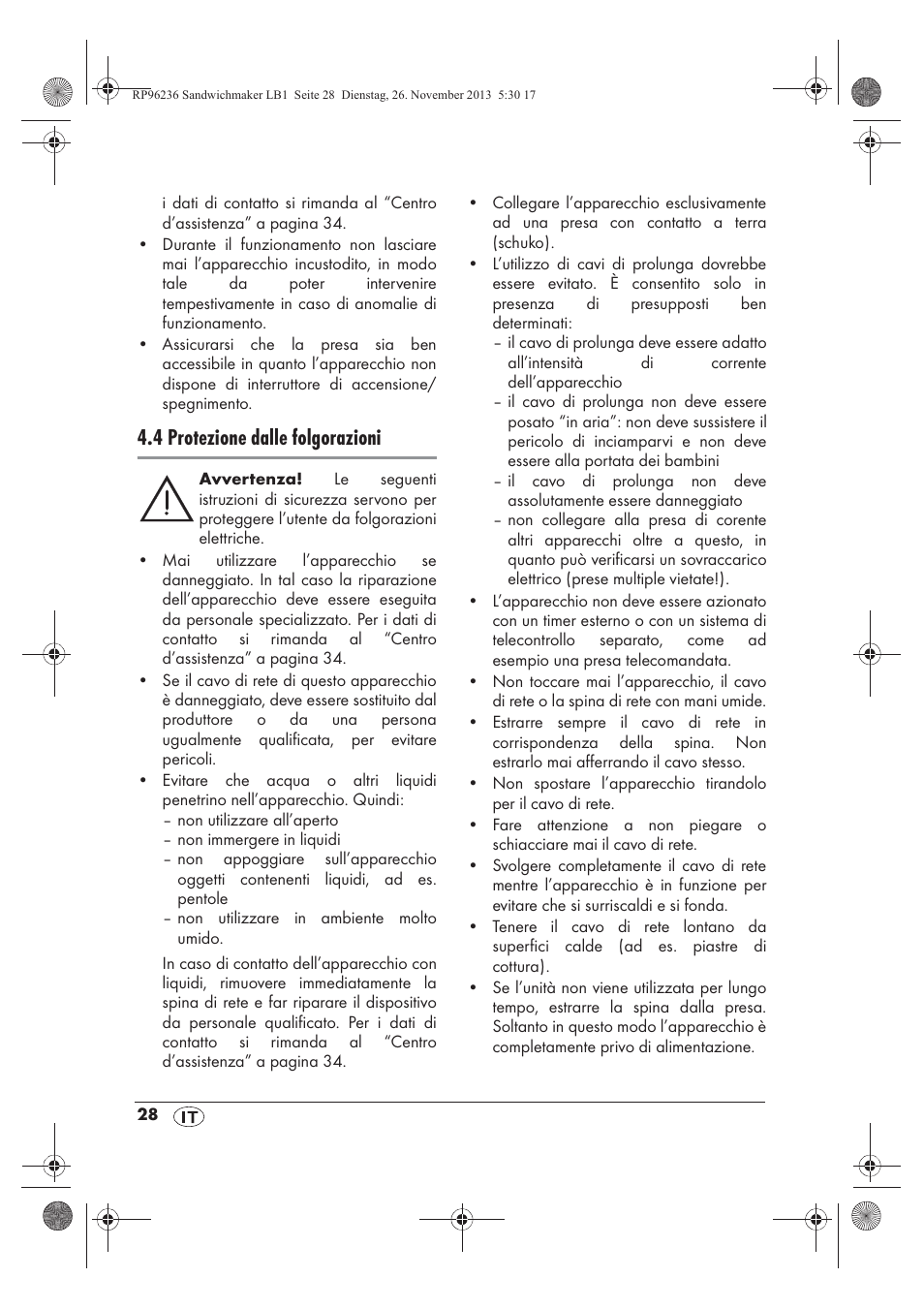 4 protezione dalle folgorazioni | Silvercrest SSWMD 750 A1 User Manual | Page 30 / 58