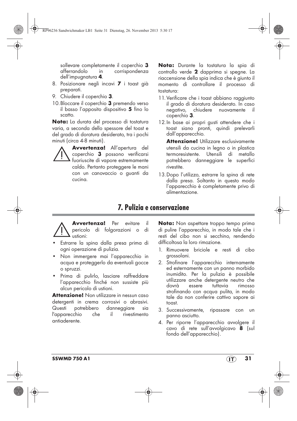 Pulizia e conservazione | Silvercrest SSWMD 750 A1 User Manual | Page 33 / 58