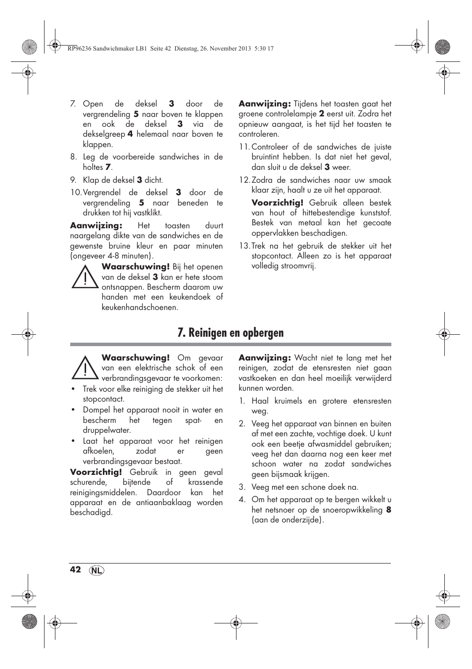 Reinigen en opbergen | Silvercrest SSWMD 750 A1 User Manual | Page 44 / 58