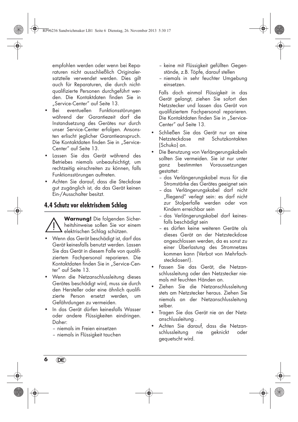 4 schutz vor elektrischem schlag | Silvercrest SSWMD 750 A1 User Manual | Page 8 / 58