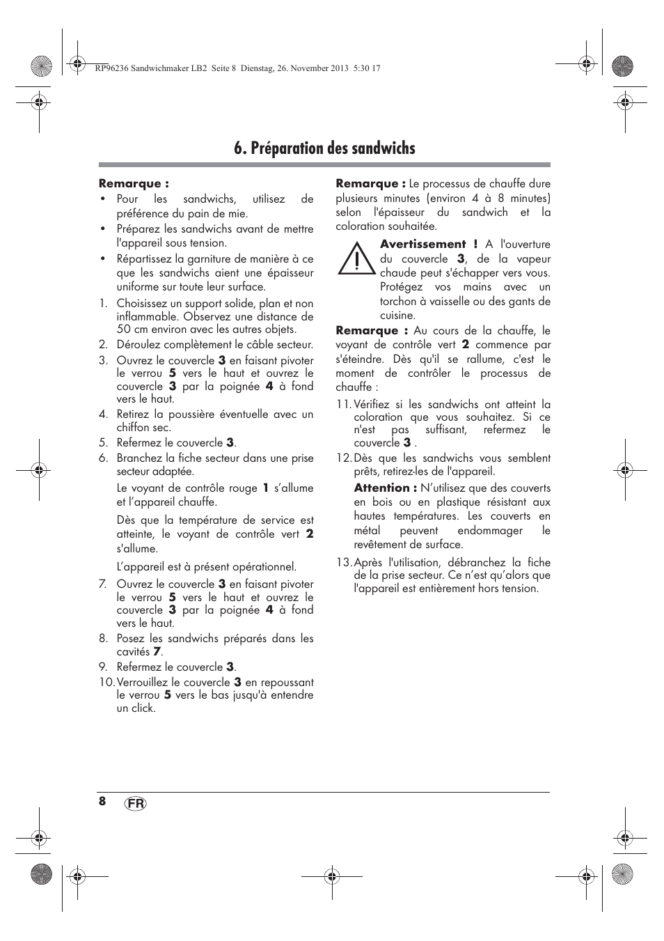 Préparation des sandwichs | Silvercrest SSWMD 750 A1 User Manual | Page 10 / 46