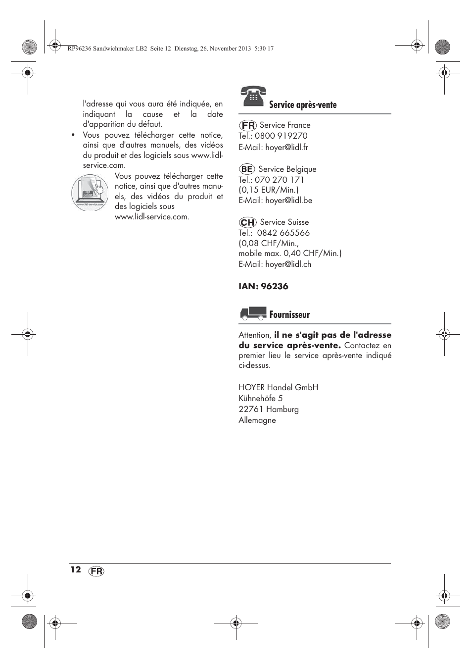 Service après-vente, Fournisseur | Silvercrest SSWMD 750 A1 User Manual | Page 14 / 46