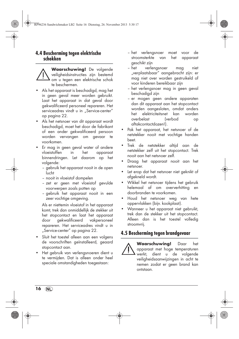 4 bescherming tegen elektrische schokken, 5 bescherming tegen brandgevaar | Silvercrest SSWMD 750 A1 User Manual | Page 18 / 46