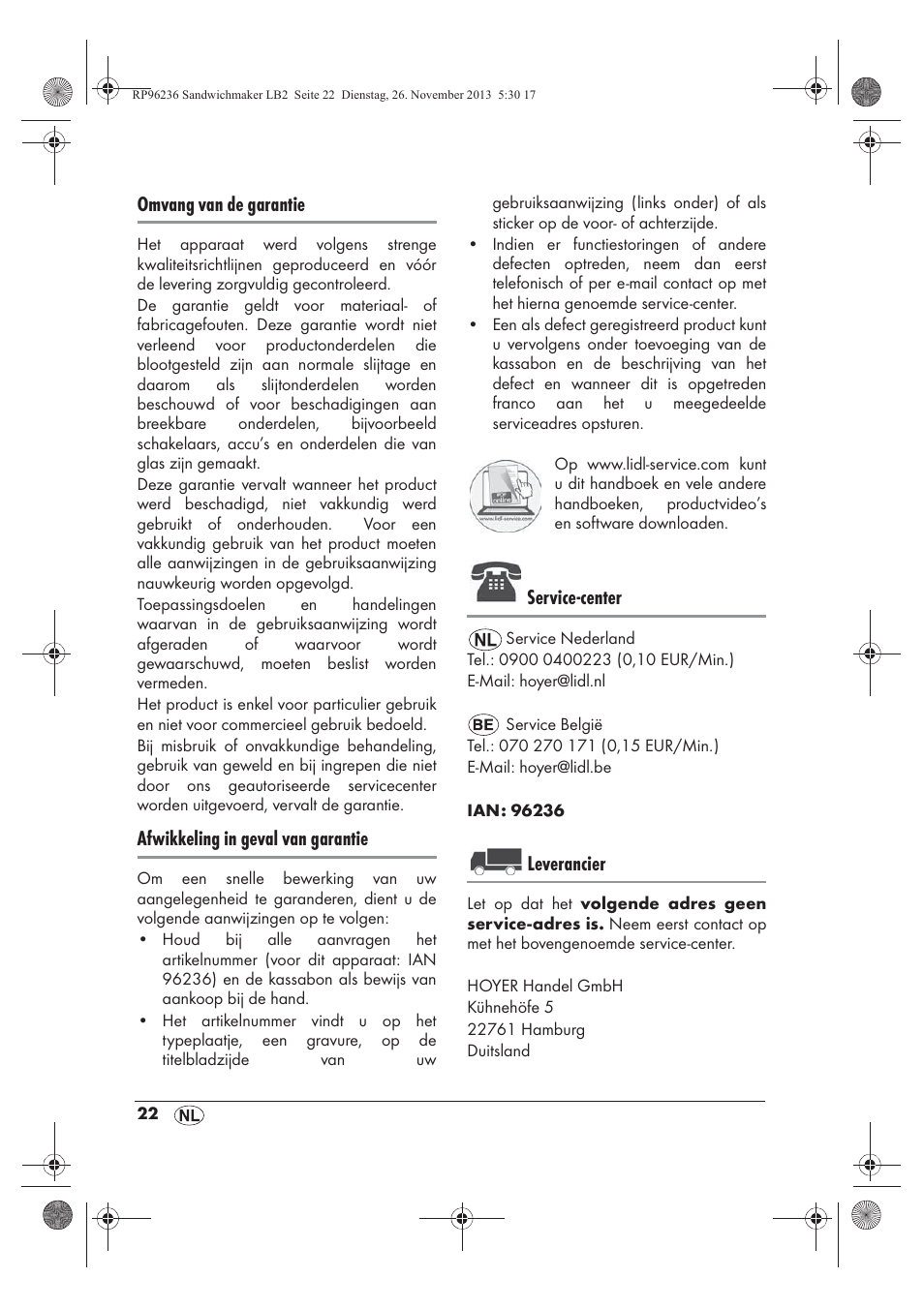 Omvang van de garantie, Afwikkeling in geval van garantie, Service-center | Leverancier | Silvercrest SSWMD 750 A1 User Manual | Page 24 / 46