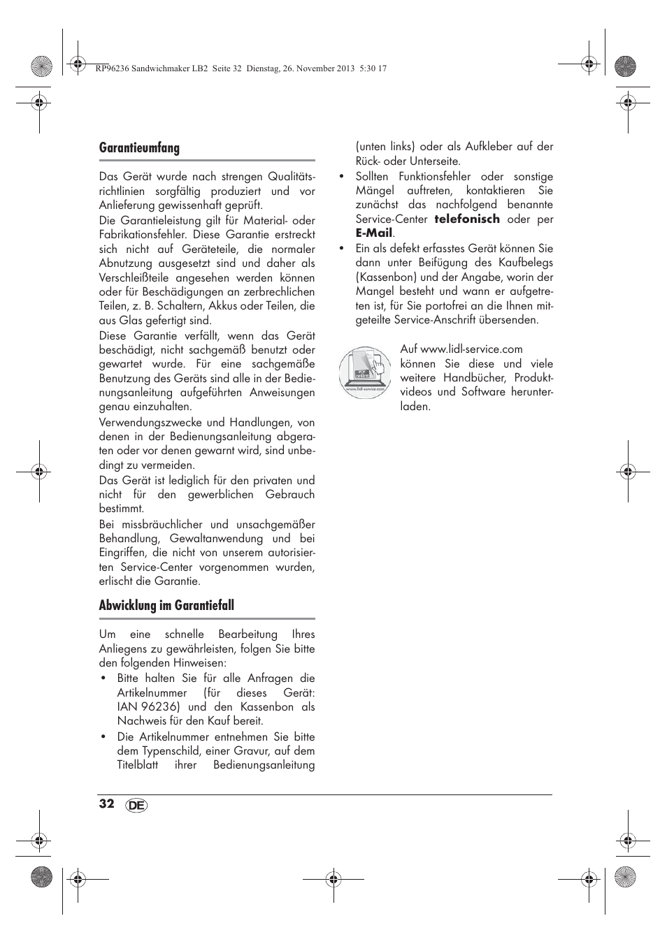 Garantieumfang, Abwicklung im garantiefall | Silvercrest SSWMD 750 A1 User Manual | Page 34 / 46