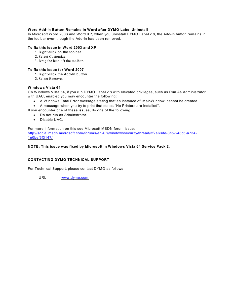 Dymo v8.3 User Manual | Page 3 / 3