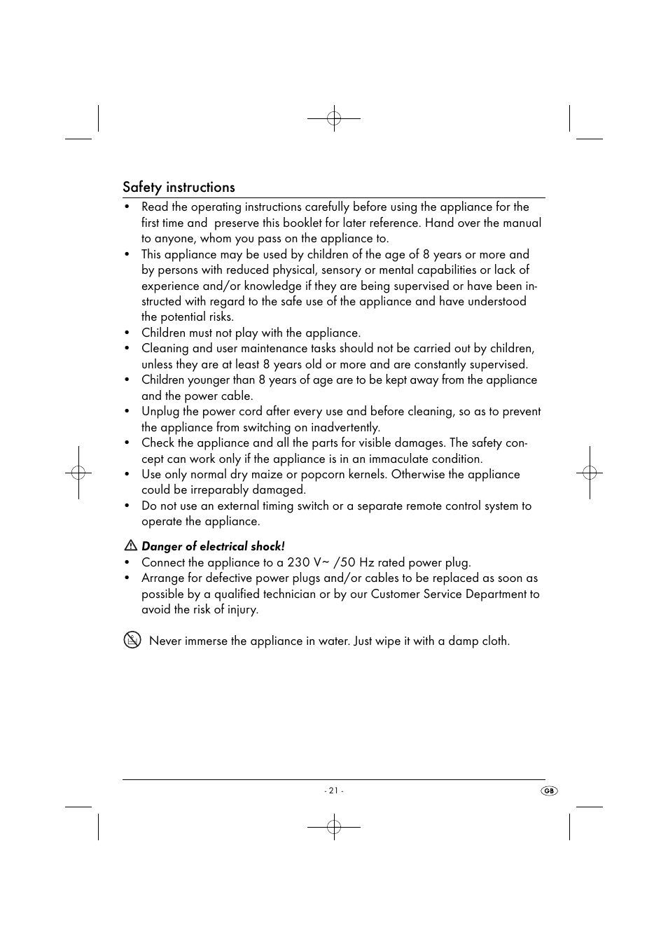 Safety instructions | Silvercrest SPCM 1200 B1 User Manual | Page 24 / 34