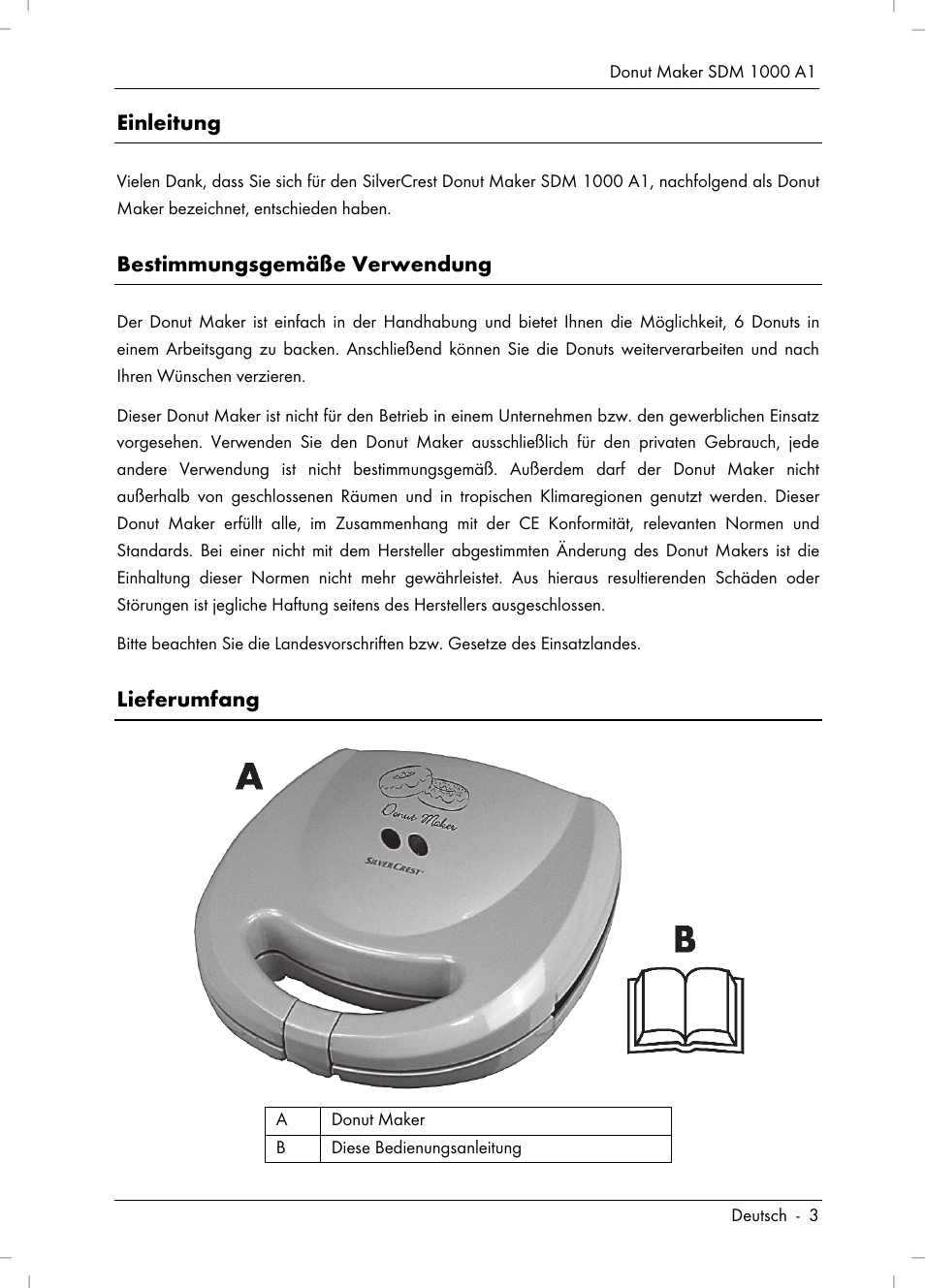 Einleitung, Bestimmungsgemäße verwendung, Lieferumfang | Silvercrest SDM 1000 A1 User Manual | Page 5 / 70