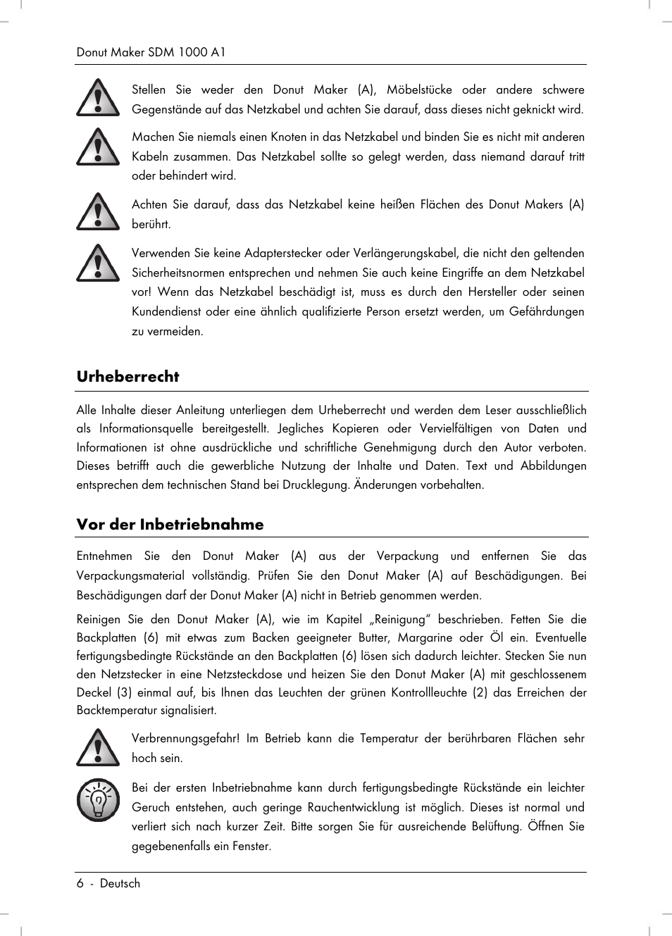 Urheberrecht, Vor der inbetriebnahme | Silvercrest SDM 1000 A1 User Manual | Page 8 / 70